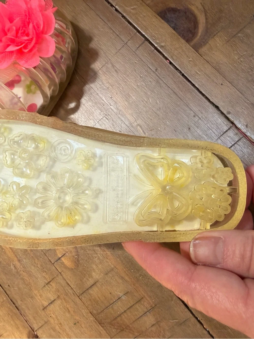 Garanimals Clear Jelly Sandals with Bright Pink Flower